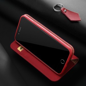 iPhone 7/8/SE 2020/SE 2022 DUX DUCIS Wish valódi bőr fliptok piros