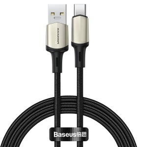 Baseus Cafule Nylon harisnyázott USB/USB-Type C kábel VOOC QC 3.0 5A 1m fekete