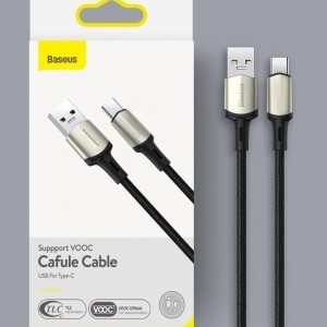 Baseus Cafule Nylon harisnyázott USB/USB-Type C kábel VOOC QC 3.0 5A 1m fekete