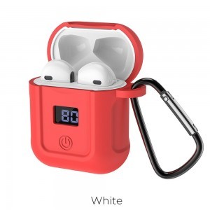 HOCO S11 TWS vezeték nélküli bluetooth headset fülhallgató fehér + piros szilikon tok