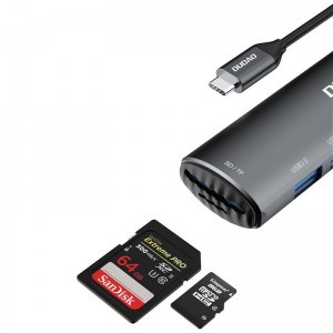 Dudao 8in1 USB Type C HUB - USB Type C PD 60 W / HDMI 4K@60 Hz / SD-microSD olvasó / 4xUSB 3.2 Gen 1 szürke (A15)