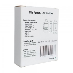Mini UV UVC sterilizáló fertőtlenítő lámpa Type-C OTG fekete (60683)