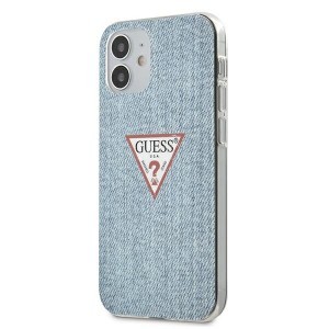 iPhone 12 Guess GUHCP12SPCUJULLB Denim Triangle tok világoskék