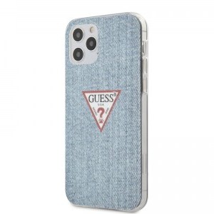 iPhone 12/ 12 Pro Guess GUHCP12MPCUJULLB Denim Triangle tok világoskék