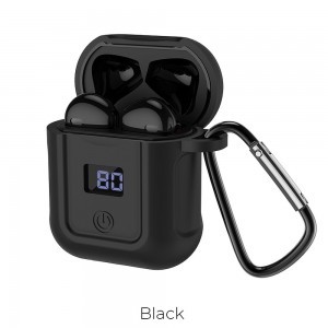 HOCO S11 TWS vezeték nélküli bluetooth headset fülhallgató fekete + fekete szilikon tok