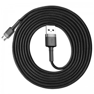 Baseus Cafule Nylon harisnyázott USB/ micro USB kábel QC3.0 1.5A 2m fekete (CAMKLF-CG1)