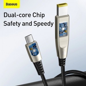Baseus 2in1 USB Type-C/ Lenovo hálózati töltő csatlakozó kábel 5A 100W 2m nylon harisnyázott szürke (CA1T2-B0G)