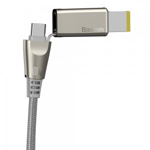 Baseus 2in1 USB Type-C/ Lenovo hálózati töltő csatlakozó kábel 5A 100W 2m nylon harisnyázott szürke (CA1T2-B0G)