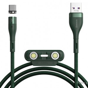 Baseus Zinc mágneses kábel USB + Csatlakozóvég szett AFC 5A 1m zöld (CA1T3-B06)-1