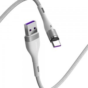 Baseus Zinc mágneses kábel USB/ USB Type-C AFC 5A 1m fehér (CATXC-N02)