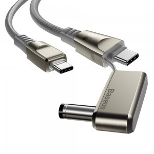 Baseus 2in1 USB Type-C/ 5,5 mm x 2,5 mm DC Adapter laptop töltő kábel 5A 100W 2m nylon harisnyázott fekete (CA1T2-A0G)