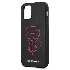 iPhone 12 mini Karl Lagerfeld KLHCP12SPCUIKPI Ikonik Outline PU tok fekete/pink