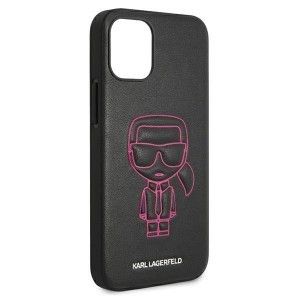 iPhone 12 mini Karl Lagerfeld KLHCP12SPCUIKPI Ikonik Outline PU tok fekete/pink