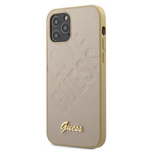 iPhone 12 mini Guess GUHCP12SPUILGLG Iridescent Love szilikon tok arany