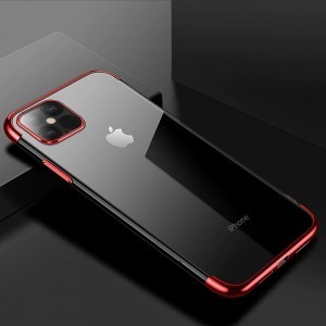 iPhone 12 mini Clear Color Electroplating TPU gél tok piros