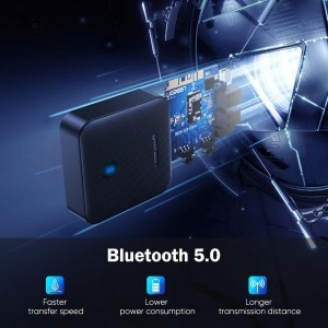 Ugreen Vezeték nélküli bluetooth 5.0 audio adapter AUX aptX 3.5mm mini jack fekete (70158)