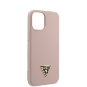 iPhone 12 mini Guess GUHCP12SLSTMLP Metal Triangle szilikon tok Light Pink