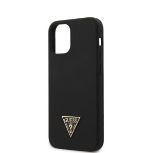 iPhone 12 mini Guess GUHCP12SLSTMBK  Metal Triangle szilikon tok fekete