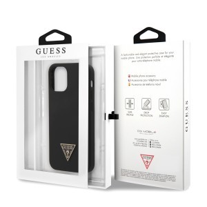 iPhone 12 mini Guess GUHCP12SLSTMBK  Metal Triangle szilikon tok fekete