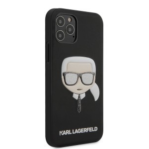 iPhone 12/ 12 Pro Karl Lagerfeld KLHCP12MGLBK Glitter Head tok fekete