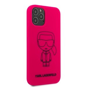 Karl Lagerfeld KLHCP12MSILFLPI Ikonik Outline szilikon tok iPhone 12/ 12 Pro pink