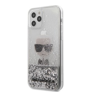 iPhone 12 Pro MAX Karl Lagerfeld KLHCP12LGLIKSL Iconic Liquid Glitter tok áttetsző/ ezüst