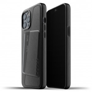 Mujjo Valódi bőr tok kártyatartóval iPhone 12 Pro MAX fekete