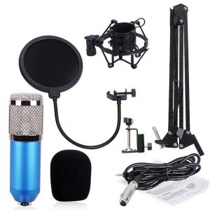 Mikrofon szett: kondenzátoros mikrofon, asztalra rögzíthető állvány, pop filter ( BM-800 )-3