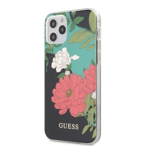 Guess GUHCP12MIMLFL01 Flower N1 virágmintás tok iPhone 12/ 12 Pro fekete