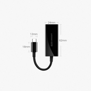 Ugreen USB Type C 1000Mbps Gigabit külső hálózati adapter fekete (50307)