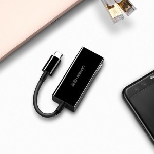 Ugreen USB Type C 1000Mbps Gigabit külső hálózati adapter fekete (50307)