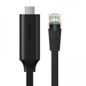 Ugreen USB Type-C - RJ45 (LAN) lapos kábel 1,5m fekete (80186 CM204)