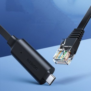 Ugreen USB Type-C - RJ45 (LAN) lapos kábel 1,5m fekete (80186 CM204)