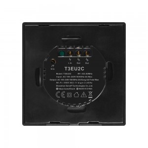 Sonoff T3EU2C-TX két csatornás érintős okos otthon Wi-Fi kapcsoló RF 433 MHz fekete (IM190314019)
