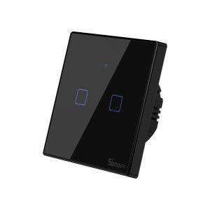 Sonoff T3EU2C-TX két csatornás érintős okos otthon Wi-Fi kapcsoló RF 433 MHz fekete (IM190314019)