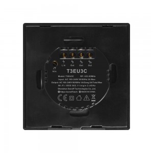 Sonoff T3EU3C-TX három csatornás érintős okos otthon Wi-Fi kapcsoló RF 433 MHz fekete (IM190314020)
