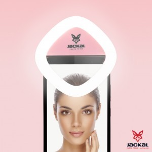 Jackal 02-KR selfie LED körfény tükörrel mobiltelefonra - Rózsaszín