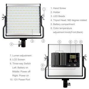 PULUZ 15W LED lámpa, videólámpa 3200-5600K-2