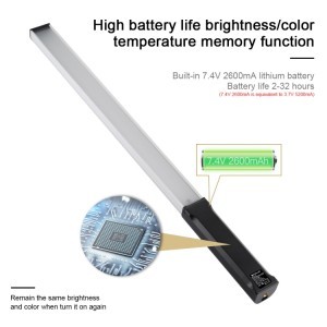 PULUZ RGB LED lámpa, fénycső beépített akkumulátorral, távirányítóval (PU460B)-6