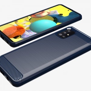 Samsung A51 5G Szénszál mintájú TPU tok kék