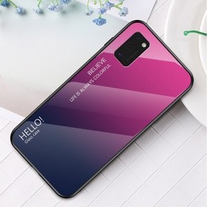 Gradient 9H üveghátlapú tok szilikon kerettel Samsung A41 pink