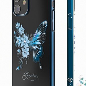 iPhone 12 mini Kingxbar Butterfly Series tok Swarovski kristállyal kék