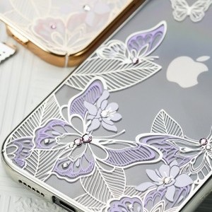 Kingxbar Butterfly Series tok Swarovski kristállyal iPhone 12/ 12 Pro kék