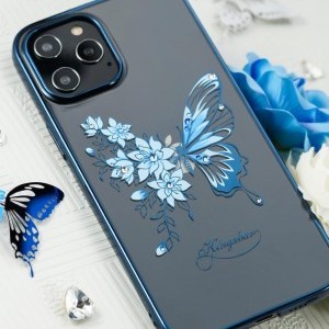 Kingxbar Butterfly Series tok Swarovski kristállyal iPhone 12/ 12 Pro kék