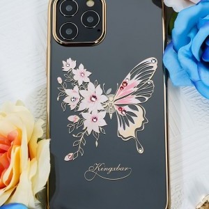 iPhone 12/ 12 Pro Kingxbar Butterfly Series tok Swarovski kristállyal lila