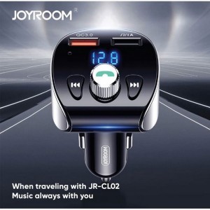 Bluetooth FM Transmitter + Joyroom 2xUSB szivargyújtós töltő fekete (JR-CL02)