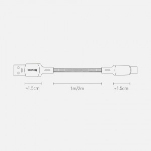 Baseus Cafule Nylon harisnyázott USB/USB-Type C kábel VOOC QC 3.0 5A 2m zöld (CATKLF-VB06)