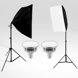 Softbox szett 2x85W E27 5500K LED izzóval, 2x2m állvánnyal - 50x50