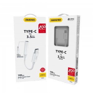 Dudao Adapter USB Type-C - jack audio 3.5mm fehér (L16CPro)
