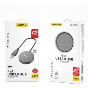 Dudao 4in1 USB elosztó - 1x USB 3.2 Gen 1 / 3x USB 2.0 HUB adapter fekete (A15B)
